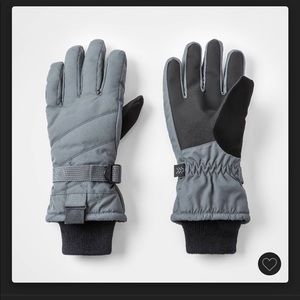 Boys ski gloves, grey, waterproof.